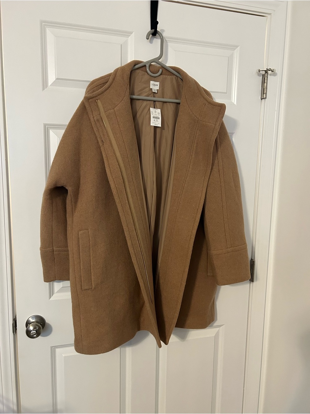 J. Crew Camel Hooded Wool-Blend Pea Coat. NWT